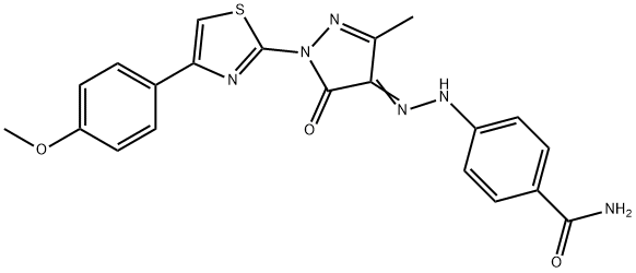 4-(2-{1-[4-(4-methoxyphenyl)-1,3-thiazol-2-yl]-3-methyl-5-oxo-1,5-dihydro-4H-pyrazol-4-ylidene}hydrazino)benzamide Structure