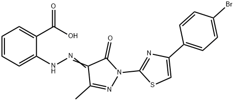 2-(2-{1-[4-(4-bromophenyl)-1,3-thiazol-2-yl]-3-methyl-5-oxo-1,5-dihydro-4H-pyrazol-4-ylidene}hydrazino)benzoic acid Structure