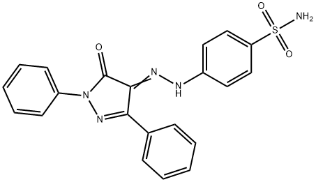 4-[2-(5-oxo-1,3-diphenyl-1,5-dihydro-4H-pyrazol-4-ylidene)hydrazino]benzenesulfonamide 化学構造式