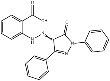 2-[2-(5-oxo-1,3-diphenyl-1,5-dihydro-4H-pyrazol-4-ylidene)hydrazino]benzoic acid Struktur