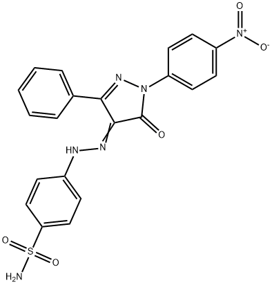 4-{2-[1-(4-nitrophenyl)-5-oxo-3-phenyl-1,5-dihydro-4H-pyrazol-4-ylidene]hydrazino}benzenesulfonamide Struktur