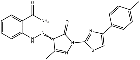 2-(2-{3-methyl-1-[4-(4-methylphenyl)-1,3-thiazol-2-yl]-5-oxo-1,5-dihydro-4H-pyrazol-4-ylidene}hydrazino)benzamide Structure