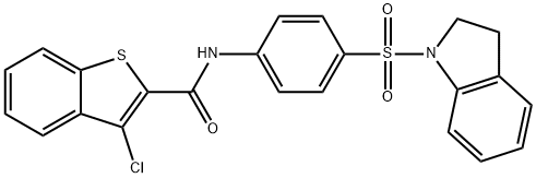 3-chloro-N-[4-(2,3-dihydro-1H-indol-1-ylsulfonyl)phenyl]-1-benzothiophene-2-carboxamide 结构式