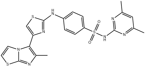 N-(4,6-dimethylpyrimidin-2-yl)-4-{[4-(6-methylimidazo[2,1-b][1,3]thiazol-5-yl)-1,3-thiazol-2-yl]amino}benzenesulfonamide Structure