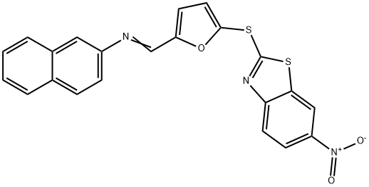 6-nitro-2-({5-[(2-naphthylimino)methyl]-2-furyl}sulfanyl)-1,3-benzothiazole,318258-77-4,结构式
