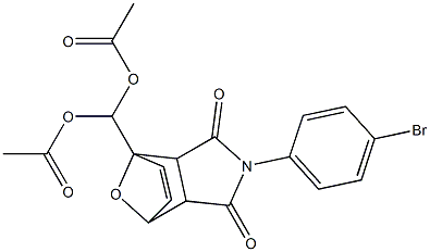 (acetyloxy)[4-(4-bromophenyl)-3,5-dioxo-10-oxa-4-azatricyclo[5.2.1.0~2,6~]dec-8-en-1-yl]methyl acetate Structure