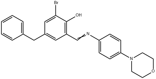 4-benzyl-2-bromo-6-({[4-(4-morpholinyl)phenyl]imino}methyl)phenol Struktur