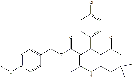 4-methoxybenzyl 4-(4-chlorophenyl)-2,7,7-trimethyl-5-oxo-1,4,5,6,7,8-hexahydro-3-quinolinecarboxylate Struktur