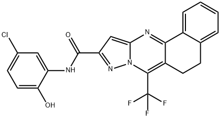 N-(5-chloro-2-hydroxyphenyl)-7-(trifluoromethyl)-5,6-dihydrobenzo[h]pyrazolo[5,1-b]quinazoline-10-carboxamide Structure