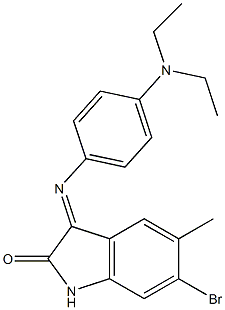 6-bromo-3-{[4-(diethylamino)phenyl]imino}-5-methyl-1,3-dihydro-2H-indol-2-one,330968-77-9,结构式