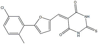 5-{[5-(5-chloro-2-methylphenyl)-2-furyl]methylene}-2-thioxodihydro-4,6(1H,5H)-pyrimidinedione 化学構造式