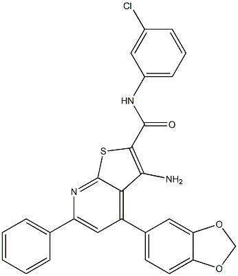 3-amino-4-(1,3-benzodioxol-5-yl)-N-(3-chlorophenyl)-6-phenylthieno[2,3-b]pyridine-2-carboxamide Structure