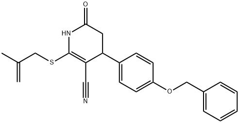 4-[4-(benzyloxy)phenyl]-2-[(2-methyl-2-propenyl)sulfanyl]-6-oxo-1,4,5,6-tetrahydro-3-pyridinecarbonitrile 结构式