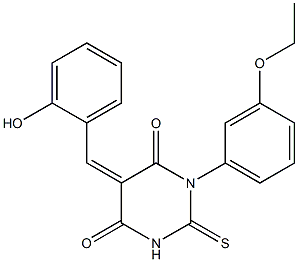 1-(3-ethoxyphenyl)-5-(2-hydroxybenzylidene)-2-thioxodihydro-4,6(1H,5H)-pyrimidinedione Structure