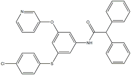 N-[3-[(4-chlorophenyl)sulfanyl]-5-(3-pyridinyloxy)phenyl]-2,2-diphenylacetamide Struktur