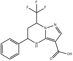 5-phenyl-7-(trifluoromethyl)-4,5,6,7-tetrahydropyrazolo[1,5-a]pyrimidine-3-carboxylic acid Struktur