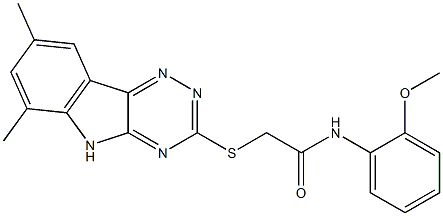2-[(6,8-dimethyl-5H-[1,2,4]triazino[5,6-b]indol-3-yl)sulfanyl]-N-[2-(methyloxy)phenyl]acetamide 结构式