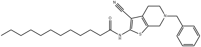 N-(6-benzyl-3-cyano-4,5,6,7-tetrahydrothieno[2,3-c]pyridin-2-yl)dodecanamide Structure