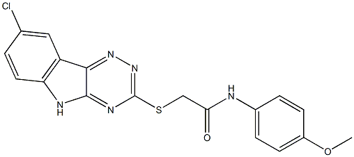 2-[(8-chloro-5H-[1,2,4]triazino[5,6-b]indol-3-yl)sulfanyl]-N-[4-(methyloxy)phenyl]acetamide,333423-07-7,结构式