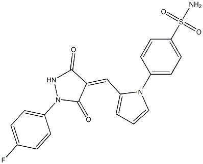 4-(2-{[1-(4-fluorophenyl)-3,5-dioxo-4-pyrazolidinylidene]methyl}-1H-pyrrol-1-yl)benzenesulfonamide 结构式
