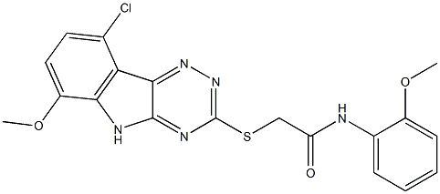 2-{[9-chloro-6-(methyloxy)-5H-[1,2,4]triazino[5,6-b]indol-3-yl]sulfanyl}-N-[2-(methyloxy)phenyl]acetamide,335395-95-4,结构式