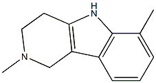 2,6-ジメチル-1H,2H,3H,4H,5H-ピリド[4,3-b]インドール 化学構造式
