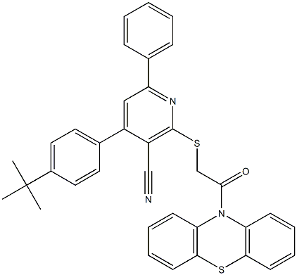 4-(4-tert-butylphenyl)-2-{[2-oxo-2-(10H-phenothiazin-10-yl)ethyl]sulfanyl}-6-phenylnicotinonitrile,337355-06-3,结构式