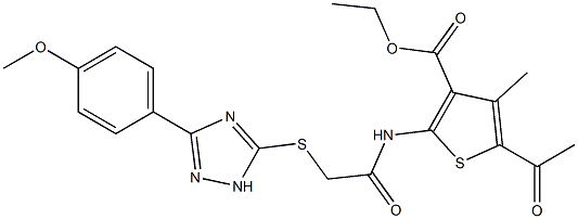 ethyl 5-acetyl-2-[({[3-(4-methoxyphenyl)-1H-1,2,4-triazol-5-yl]sulfanyl}acetyl)amino]-4-methyl-3-thiophenecarboxylate,337498-34-7,结构式