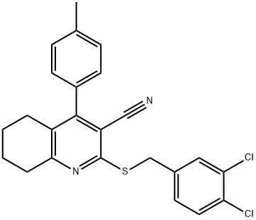 2-[(3,4-dichlorobenzyl)sulfanyl]-4-(4-methylphenyl)-5,6,7,8-tetrahydro-3-quinolinecarbonitrile Structure