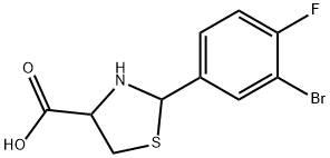 2-(3-bromo-4-fluorophenyl)-1,3-thiazolidine-4-carboxylic acid, 342412-27-5, 结构式