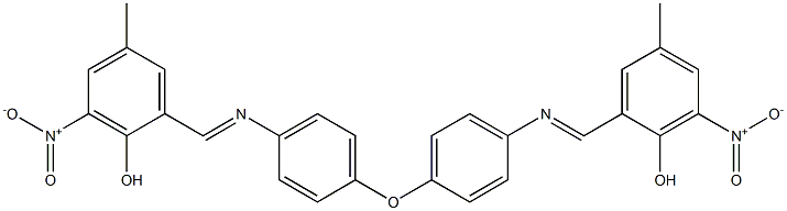 2-[({4-[4-({2-hydroxy-3-nitro-5-methylbenzylidene}amino)phenoxy]phenyl}imino)methyl]-6-nitro-4-methylphenol Struktur