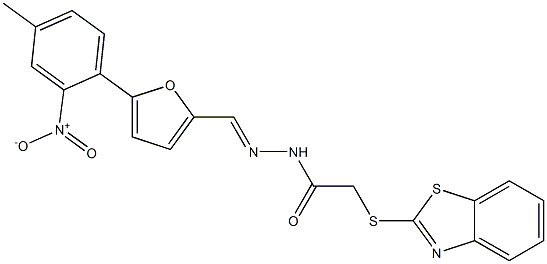 2-(1,3-benzothiazol-2-ylsulfanyl)-N'-[(5-{2-nitro-4-methylphenyl}-2-furyl)methylene]acetohydrazide Structure