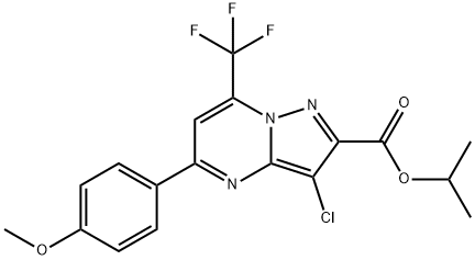 isopropyl 3-chloro-5-(4-methoxyphenyl)-7-(trifluoromethyl)pyrazolo[1,5-a]pyrimidine-2-carboxylate Structure