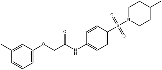 2-(3-methylphenoxy)-N-{4-[(4-methyl-1-piperidinyl)sulfonyl]phenyl}acetamide Struktur