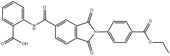 2-[({2-[4-(ethoxycarbonyl)phenyl]-1,3-dioxo-2,3-dihydro-1H-isoindol-5-yl}carbonyl)amino]benzoic acid 结构式