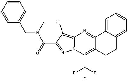 N-benzyl-11-chloro-N-methyl-7-(trifluoromethyl)-5,6-dihydrobenzo[h]pyrazolo[5,1-b]quinazoline-10-carboxamide Struktur
