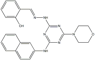 2-hydroxybenzaldehyde [4-(4-morpholinyl)-6-(2-naphthylamino)-1,3,5-triazin-2-yl]hydrazone 结构式