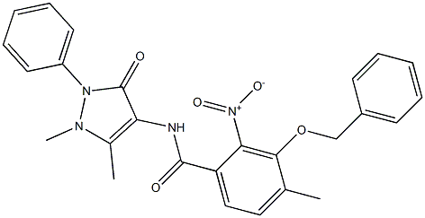 3-(benzyloxy)-N-(1,5-dimethyl-3-oxo-2-phenyl-2,3-dihydro-1H-pyrazol-4-yl)-2-nitro-4-methylbenzamide Structure