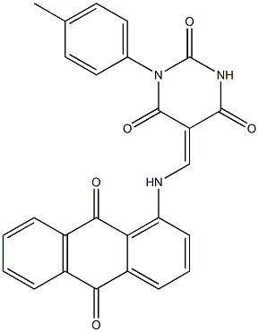 5-{[(9,10-dioxo-9,10-dihydro-1-anthracenyl)amino]methylene}-1-(4-methylphenyl)-2,4,6(1H,3H,5H)-pyrimidinetrione|