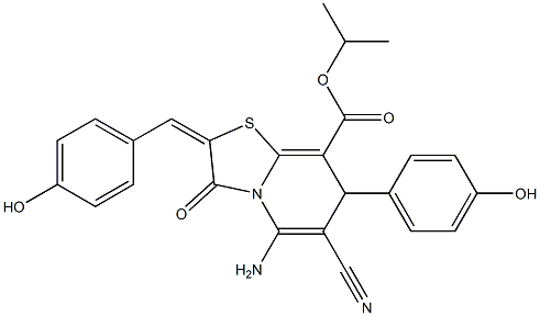 isopropyl 5-amino-6-cyano-2-(4-hydroxybenzylidene)-7-(4-hydroxyphenyl)-3-oxo-2,3-dihydro-7H-[1,3]thiazolo[3,2-a]pyridine-8-carboxylate,353461-84-4,结构式