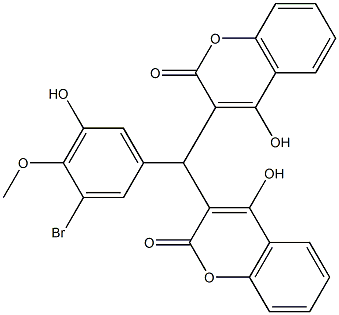 3-[(3-bromo-5-hydroxy-4-methoxyphenyl)(4-hydroxy-2-oxo-2H-chromen-3-yl)methyl]-4-hydroxy-2H-chromen-2-one Struktur