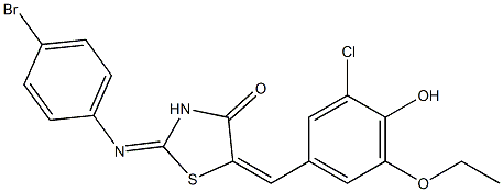 2-[(4-bromophenyl)imino]-5-(3-chloro-5-ethoxy-4-hydroxybenzylidene)-1,3-thiazolidin-4-one Struktur