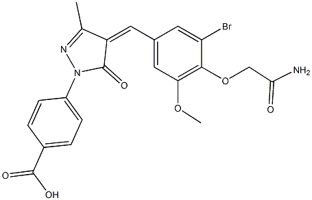 4-{4-[4-(2-amino-2-oxoethoxy)-3-bromo-5-methoxybenzylidene]-3-methyl-5-oxo-4,5-dihydro-1H-pyrazol-1-yl}benzoic acid Struktur