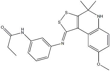 N-{3-[(8-methoxy-4,4-dimethyl-4,5-dihydro-1H-[1,2]dithiolo[3,4-c]quinolin-1-ylidene)amino]phenyl}propanamide 结构式