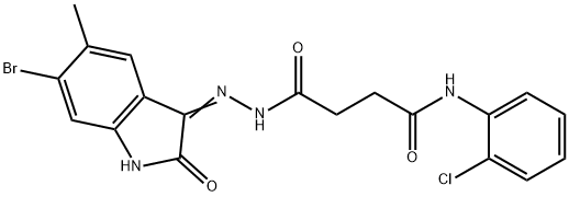 4-[2-(6-bromo-5-methyl-2-oxo-1,2-dihydro-3H-indol-3-ylidene)hydrazino]-N-(2-chlorophenyl)-4-oxobutanamide 结构式