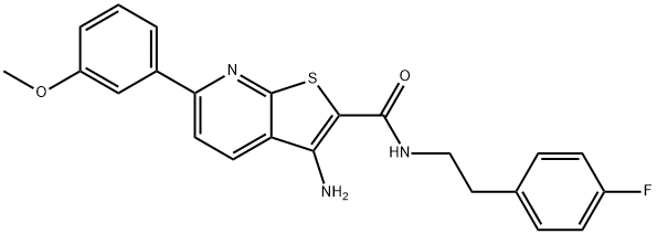 3-amino-N-[2-(4-fluorophenyl)ethyl]-6-(3-methoxyphenyl)thieno[2,3-b]pyridine-2-carboxamide Struktur