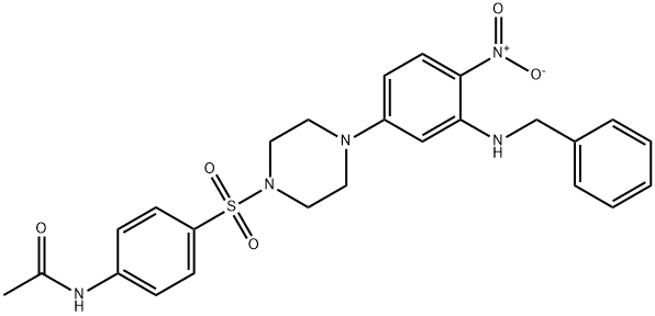 N-{4-[(4-{3-(benzylamino)-4-nitrophenyl}piperazin-1-yl)sulfonyl]phenyl}acetamide Structure