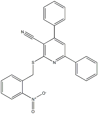 2-({2-nitrobenzyl}sulfanyl)-4,6-diphenylnicotinonitrile 结构式