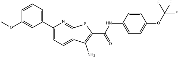 3-amino-6-(3-methoxyphenyl)-N-[4-(trifluoromethoxy)phenyl]thieno[2,3-b]pyridine-2-carboxamide Struktur
