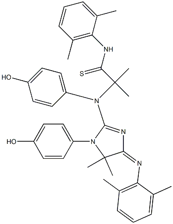 N-(2,6-dimethylphenyl)-2-{[4-[(2,6-dimethylphenyl)imino]-1-(4-hydroxyphenyl)-5,5-dimethyl-4,5-dihydro-1H-imidazol-2-yl]-4-hydroxyanilino}-2-methylpropanethioamide Structure